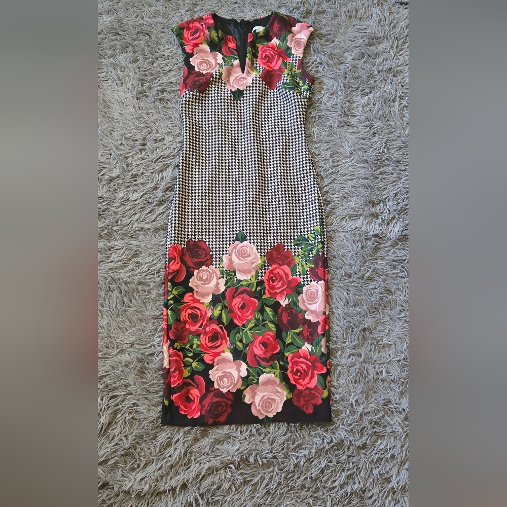 New York & Co Checkered Flower Dress